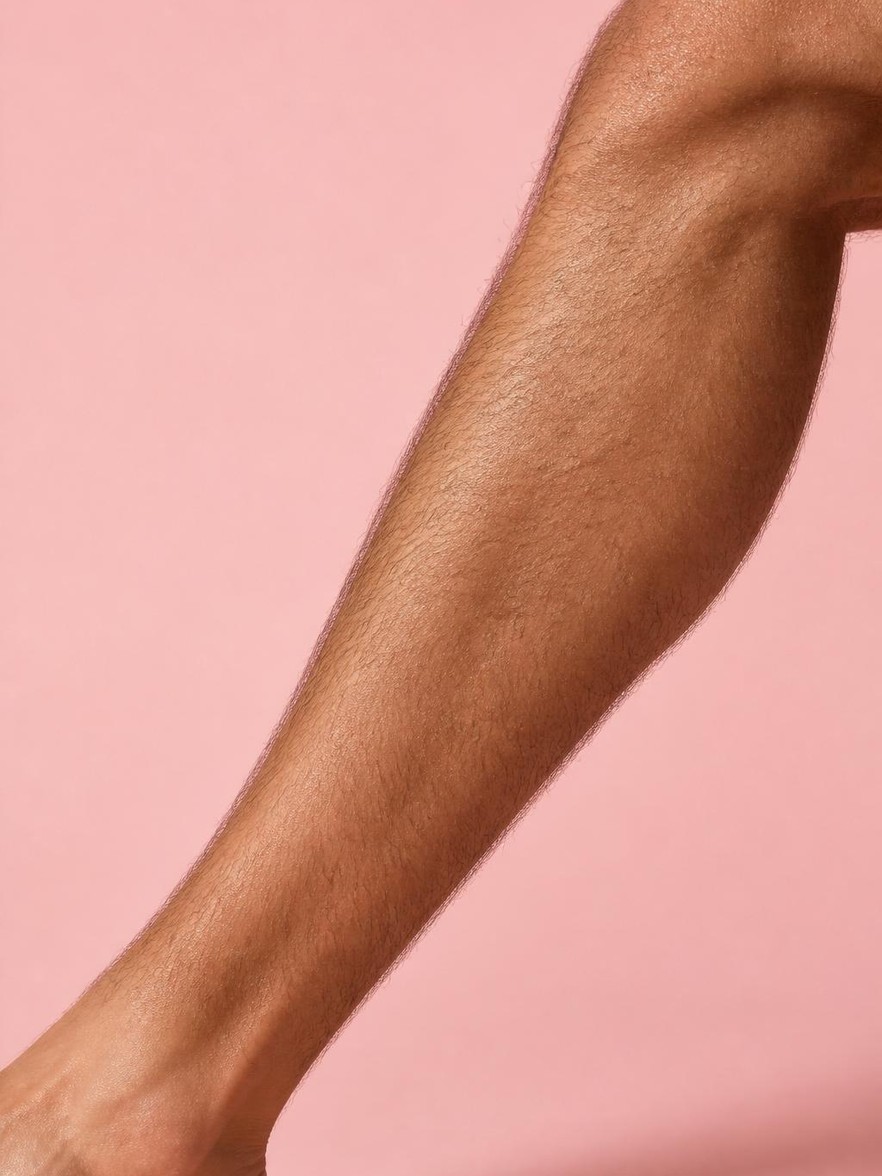 Men's Legs before Petal Wax — natural hair