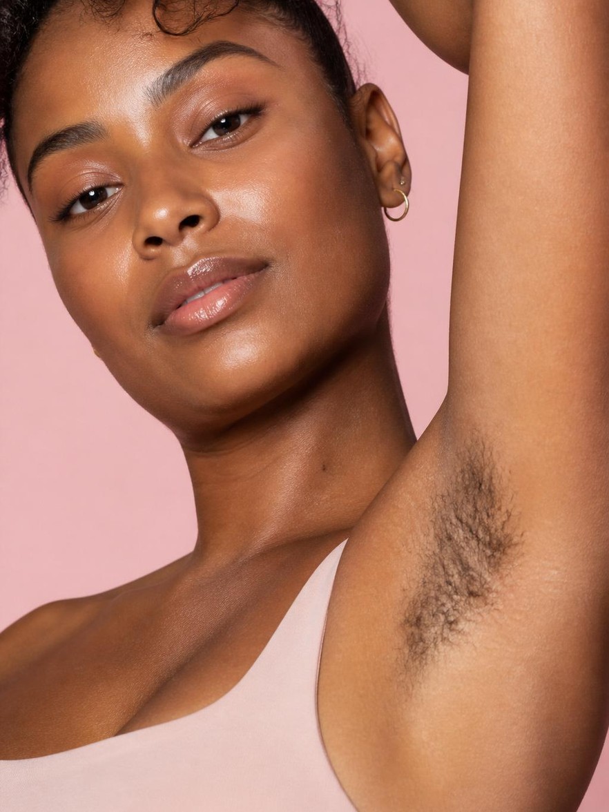 Underarms before Petal Wax — natural hair